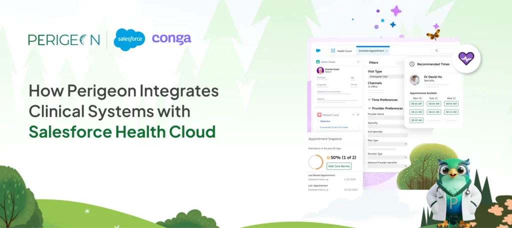 how perigeon integrates clinical systems with salesforce health cloud