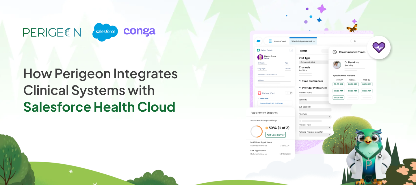 how perigeon integrates clinical systems with salesforce health cloud